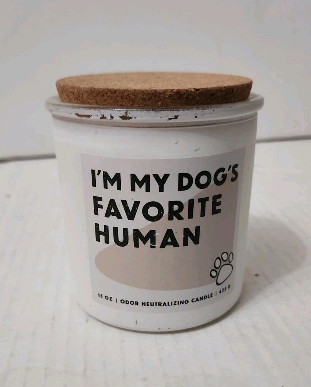 Dog Themed Candle Sage White Tea Odor Neutralizing Scented Rare 15 oz Cork Lid